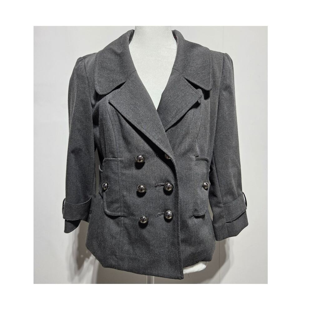 apt 9 Woman's Gray Double Breasted Suit Jacket Size 8 Corp Core Office